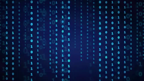 Abstract blue digital binary code streaming background for technology and Stock Footage 336780006