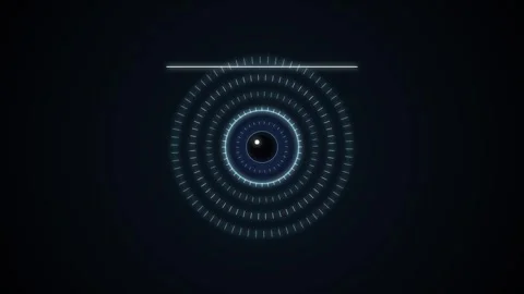 Abstract blue digital circles expanding with light pulse on dark background.. Stock Footage 340908688