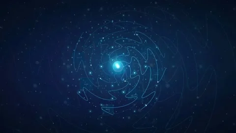 Abstract Blue Digital Circuit Board Animation with Glowing Light and Rotating 库存影片 340392245