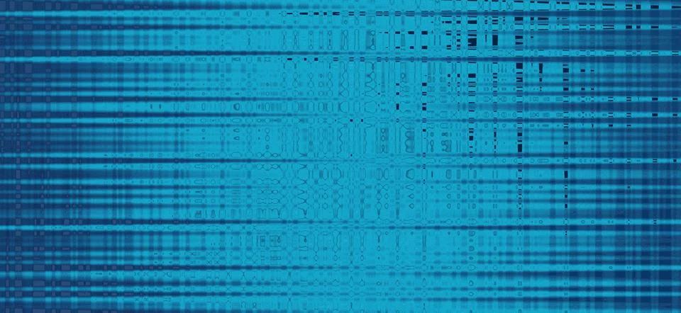 Abstract blue digital computer code lines glowing on a dark screen background Stock Illustration
