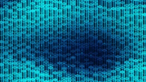 Abstract Blue Digital Cubes Grid Background Motion Video Stock Footage 344829806