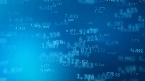 Abstract Blue Digital Data Background with Floating Numbers Stock Illustration