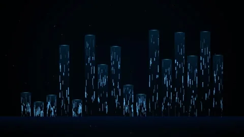 Abstract blue digital data flow graph visualization background Stock Footage 346002617