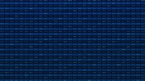 Abstract Blue Digital Data Screen with Changing Numbers Grid Stock Footage 337879974