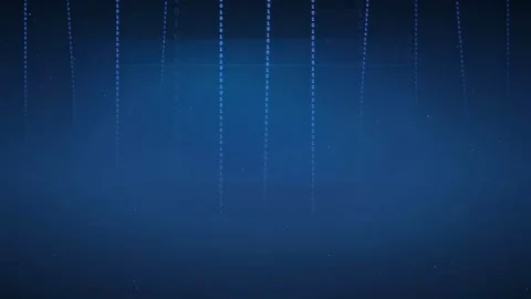 Abstract blue digital data stream with falling binary code particles on dark Stock Footage 336775222