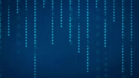 Abstract blue digital data stream with falling glowing dots and binary code Stock Footage 336776063