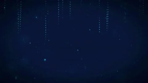 Abstract blue digital data stream with falling binary code and glowing Stock Footage 336780101