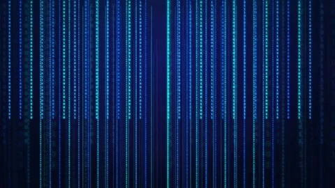 Abstract blue digital data stream with falling binary code lines for technology Stock Footage 339321464
