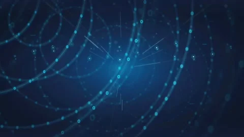 Abstract blue digital data stream with glowing particles and binary code Stock Footage 339321924