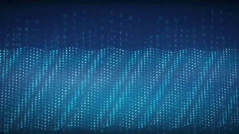 Abstract blue digital data stream with flowing binary code and glowing Stock Footage 339325853