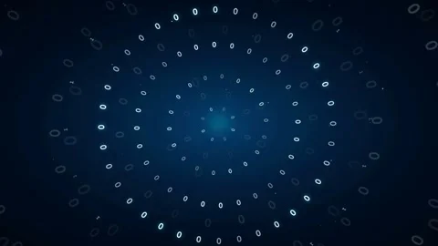 Abstract blue digital data tunnel with glowing circular particles and Stock Footage 336774962