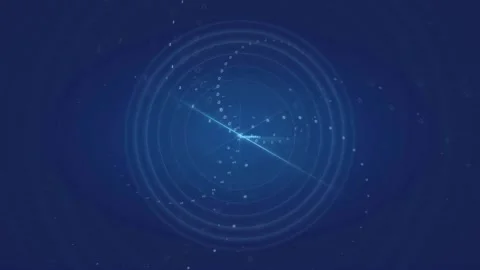 Abstract blue digital data visualization with rotating glowing particles and Stock Footage 339321799