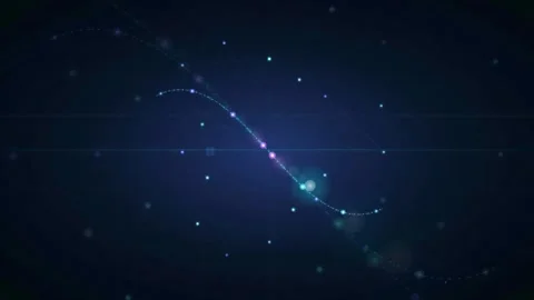 Abstract Blue Digital Data Wave with Glowing Particles and Grid on Dark Stock Footage 339317719