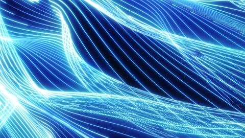 Abstract blue digital energy streams forming smooth light waves and glowing.. イラスト素材