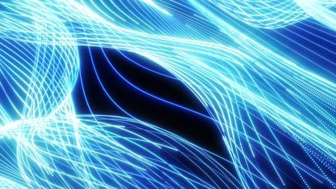 Abstract blue digital energy streams forming smooth light waves and glowing.. 스톡 일러스트
