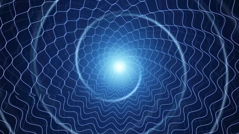 Abstract blue digital energy vortex with glowing light and swirling geometric Stockbeeldmateriaal 343433767