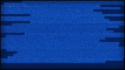 Abstract Blue Digital Glitch Effect with Static Noise and Distorted Data Signal Stockbeeldmateriaal 346217659