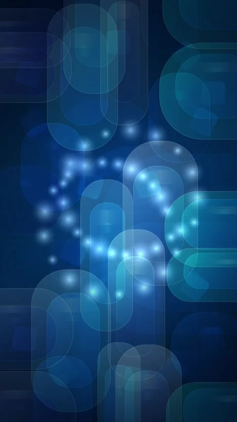 Abstract blue digital glowing background with bokeh lights and geometric pa.. Stock Footage 345492797
