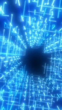 Abstract blue digital grid and circuit lines forming a tunnel-like portal w.. 스톡 일러스트