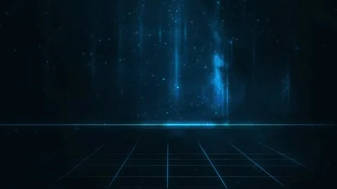 Abstract blue digital grid background with vertical equalizer bars Stock Footage 327517290