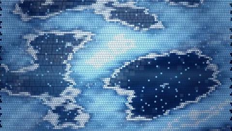 Abstract blue digital grid background with flowing light patterns and Stock Footage 343437288
