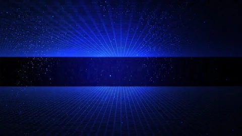 Abstract blue digital grid with glowing light particles. abstract. Stock Footage 313129829