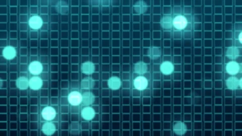 Abstract Blue Digital Grid with Glowing Bokeh Lights Background Stock Footage 334587897