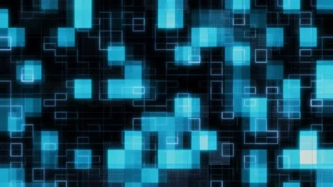 Abstract blue digital grid pattern with glowing squares and lines, futurist.. Stock Footage 347409301