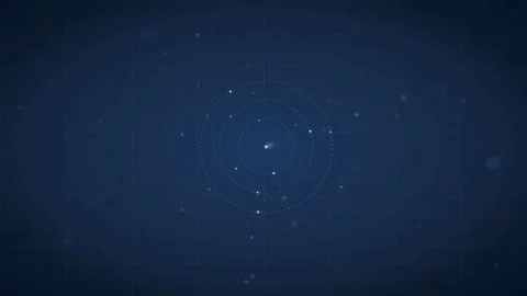 Abstract blue digital hud interface with glowing particles and concentric Stock Footage 339315921