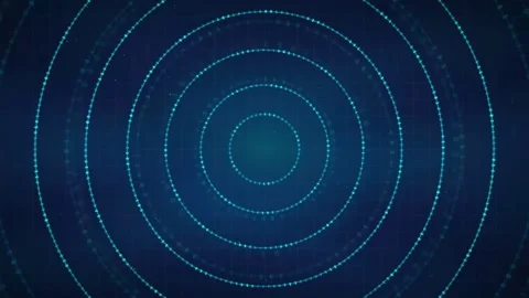Abstract blue digital hud interface with rotating concentric circles and Stock Footage 339318580