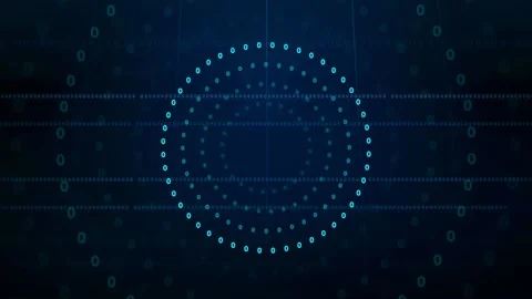 Abstract Blue Digital HUD Interface with Rotating Circular Data Points and Stock Footage 339324713