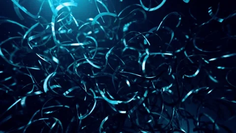 Abstract blue digital light particles flowing in dark space background Stock Footage 324882767