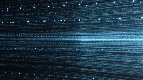 Abstract blue digital lines and particles moving horizontally, creating a fut Stock Footage 326779578