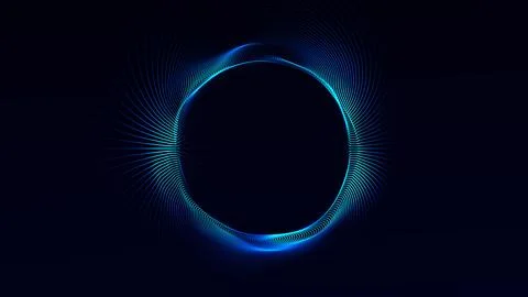 Abstract blue digital lines forming glowing circular energy field on dark b.. イラスト素材