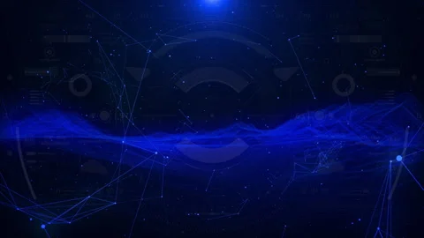 Abstract Blue Digital Mesh of Futuristic Network System Video stock 336900347