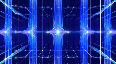 Abstract blue digital network and glowing grid Stock Footage 331461518