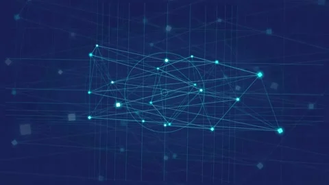 Abstract Blue Digital Network Connection with Glowing Plexus Lines and Moving Stock Footage 339317070