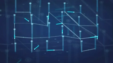 Abstract Blue Digital Network Connection with Glowing Lines and Nodes for Stock Footage 339317571