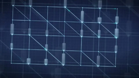 Abstract Blue Digital Network Connection with Glowing Nodes and Geometric Lines Stock Footage 339318089