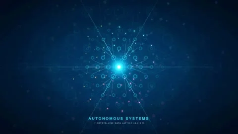 Abstract blue digital network connection with glowing particles and autonomous 库存影片 340393544