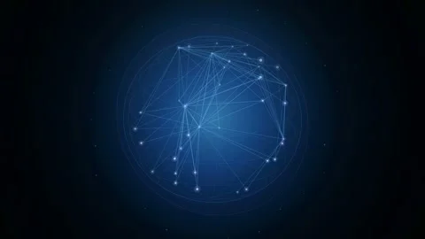 Abstract Blue Digital Network Connection with Glowing Nodes and Lines on Dark Stock Footage 346218289