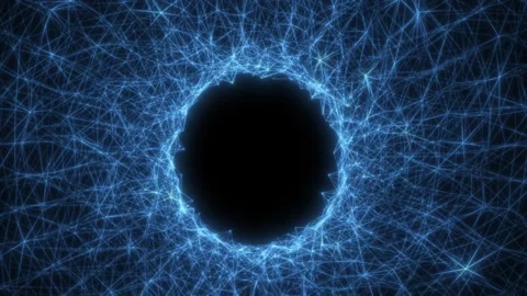 Abstract blue digital network forming a glowing circular portal around a da.. Stock Footage 336131016