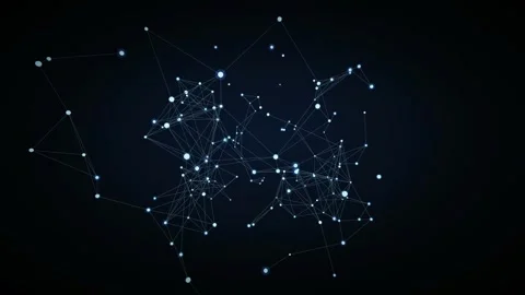 Abstract blue digital network plexus with connecting dots and lines moving on Stock Footage 345428785