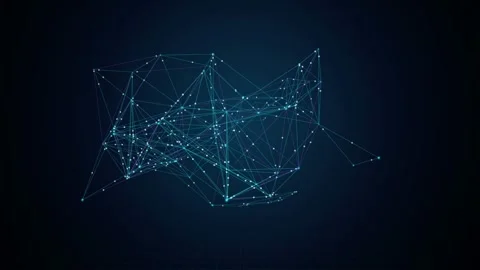 Abstract blue digital network plexus connecting dots and lines forming a Stock Footage 346210425