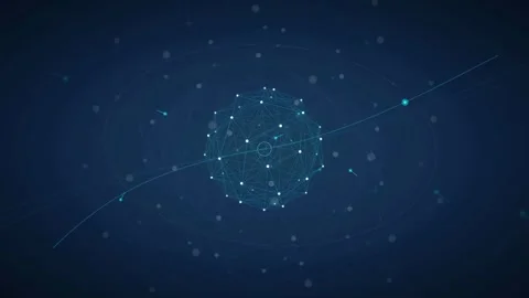 Abstract Blue Digital Network Sphere with Glowing Connection Points and Stock Footage 339317044