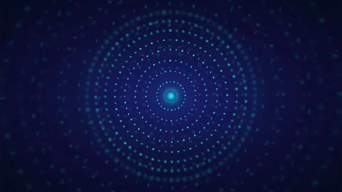 Abstract blue digital particle circle rotating on dark background for Video stock 339323328