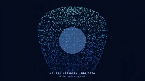 Abstract Blue Digital Particle Sphere Rotating in Dark Space Representing Big 스톡 동영상 346216280