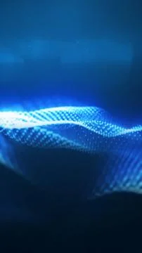 Abstract blue digital particle wave with glowing mesh dots, representing da.. Stock Illustration