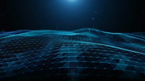 Abstract blue digital particles, lines and dots connection wave flow, Digital Stock Footage 130086904