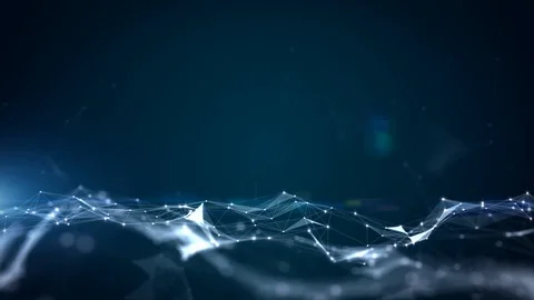 Abstract blue digital particles wave and Digital data network connections for Stock Footage 126028046